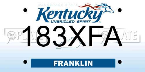 183XFA Kentucky License Plate