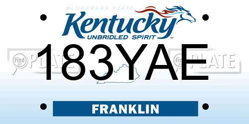 183YAE Kentucky License Plate