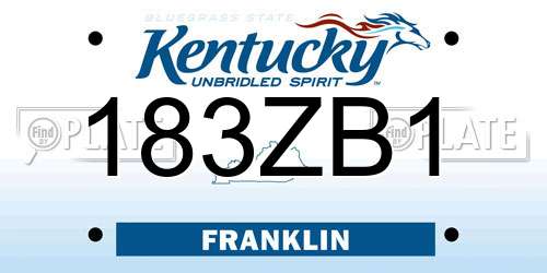183ZB1 Kentucky License Plate
