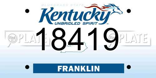 18419 Kentucky License Plate