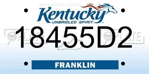 18455D2 Kentucky License Plate