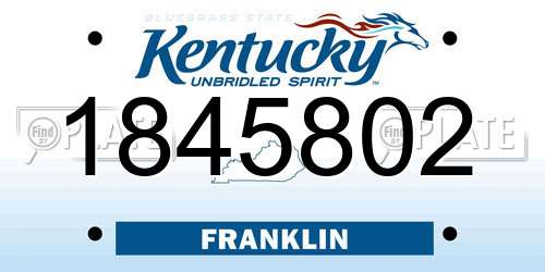 1845802 Kentucky License Plate