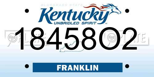 18458O2 Kentucky License Plate