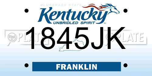 1845JK Kentucky License Plate