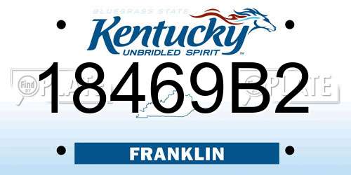 18469B2 Kentucky License Plate