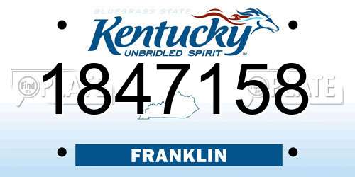 1847158 Kentucky License Plate