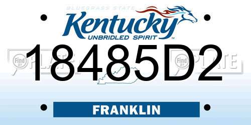 18485D2 Kentucky License Plate