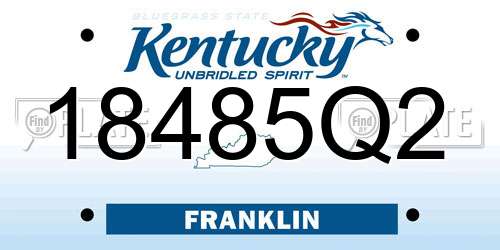 18485Q2 Kentucky License Plate