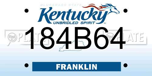 184B64 Kentucky License Plate