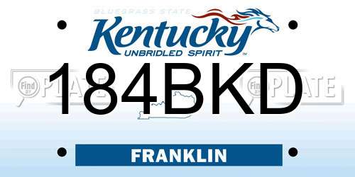 184BKD Kentucky License Plate