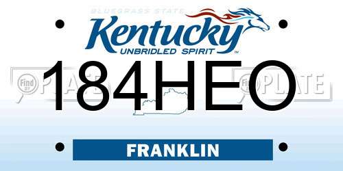 184HEO Kentucky License Plate
