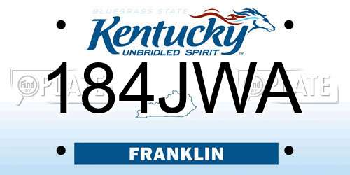 184JWA Kentucky License Plate