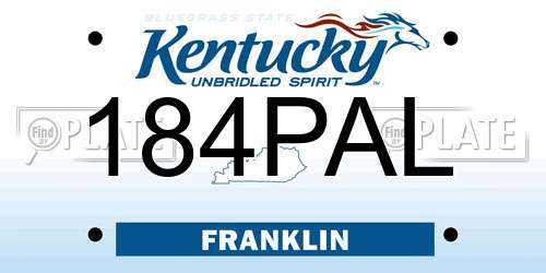 184PAL Kentucky License Plate