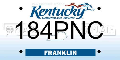 184PNC Kentucky License Plate