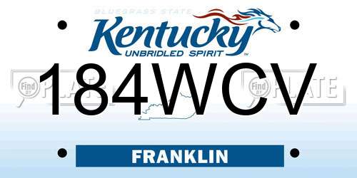 184WCV Kentucky License Plate
