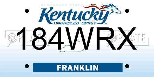 184WRX Kentucky License Plate
