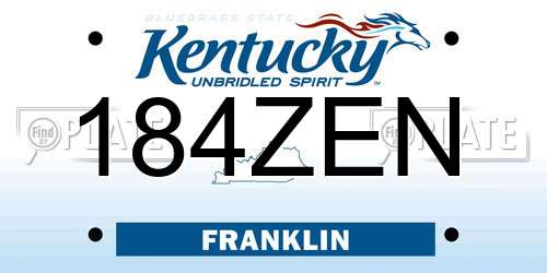 184ZEN Kentucky License Plate