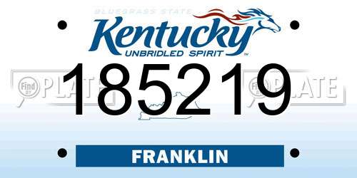185219 Kentucky License Plate