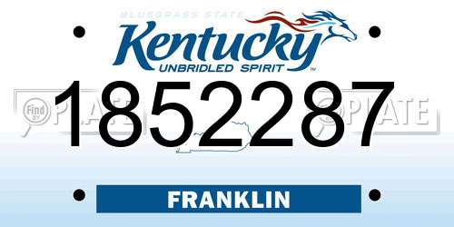 1852287 Kentucky License Plate