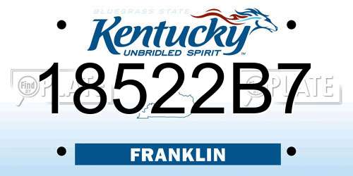 18522B7 Kentucky License Plate