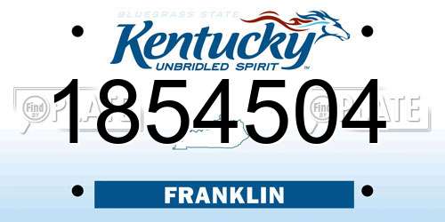 1854504 Kentucky License Plate