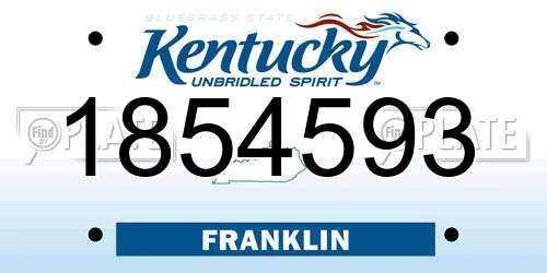 1854593 Kentucky License Plate