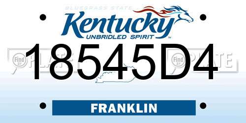 18545D4 Kentucky License Plate