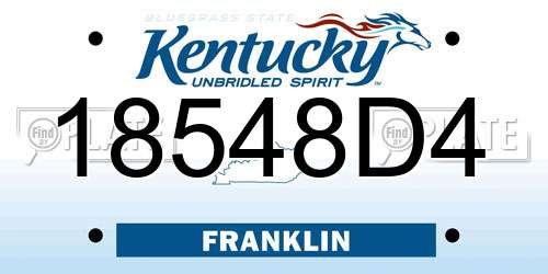 18548D4 Kentucky License Plate
