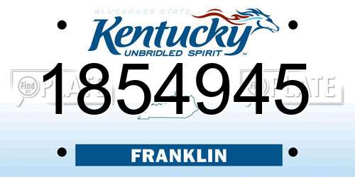 1854945 Kentucky License Plate