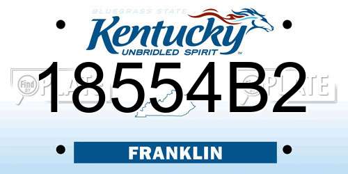 18554B2 Kentucky License Plate