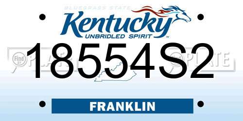 18554S2 Kentucky License Plate