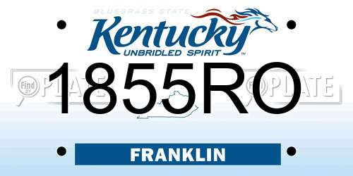 1855RO Kentucky License Plate