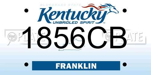 1856CB Kentucky License Plate
