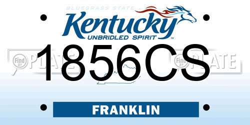 1856CS Kentucky License Plate