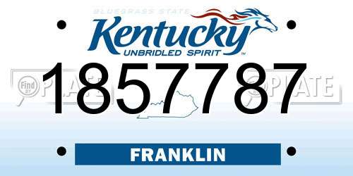 1857787 Kentucky License Plate