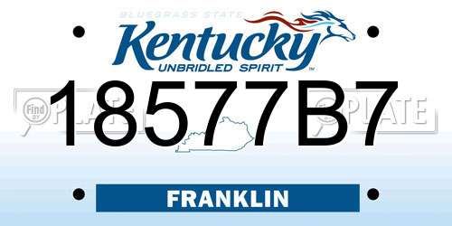 18577B7 Kentucky License Plate