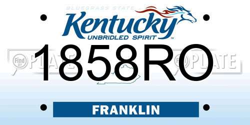 1858RO Kentucky License Plate