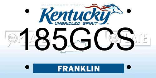 185GCS Kentucky License Plate