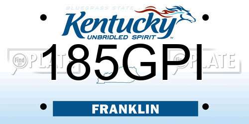 185GPI Kentucky License Plate