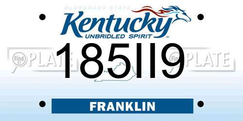 185II9 Kentucky License Plate