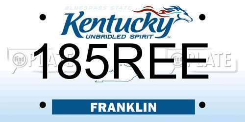185REE Kentucky License Plate