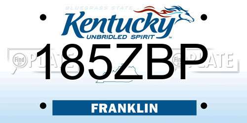 185ZBP Kentucky License Plate