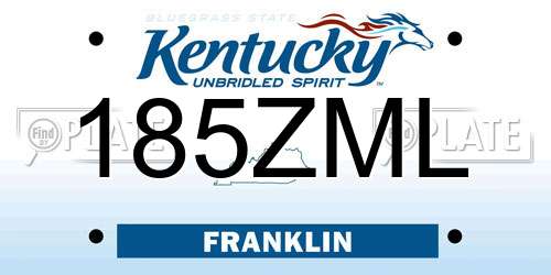 185ZML Kentucky License Plate