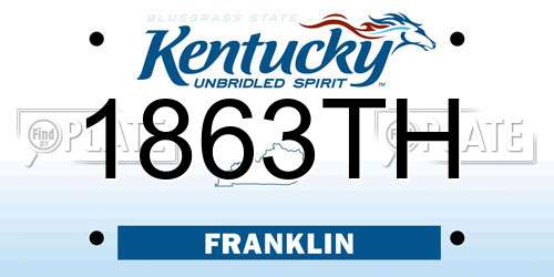 1863TH Kentucky License Plate