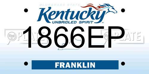 1866EP Kentucky License Plate