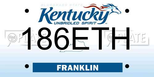 186ETH Kentucky License Plate