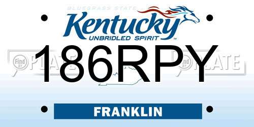 186RPY Kentucky License Plate
