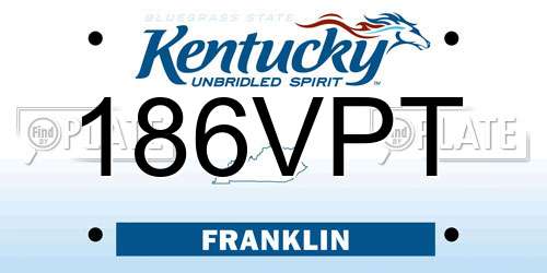 186VPT Kentucky License Plate