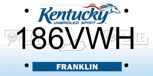 186VWH Kentucky License Plate