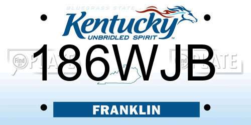 186WJB Kentucky License Plate